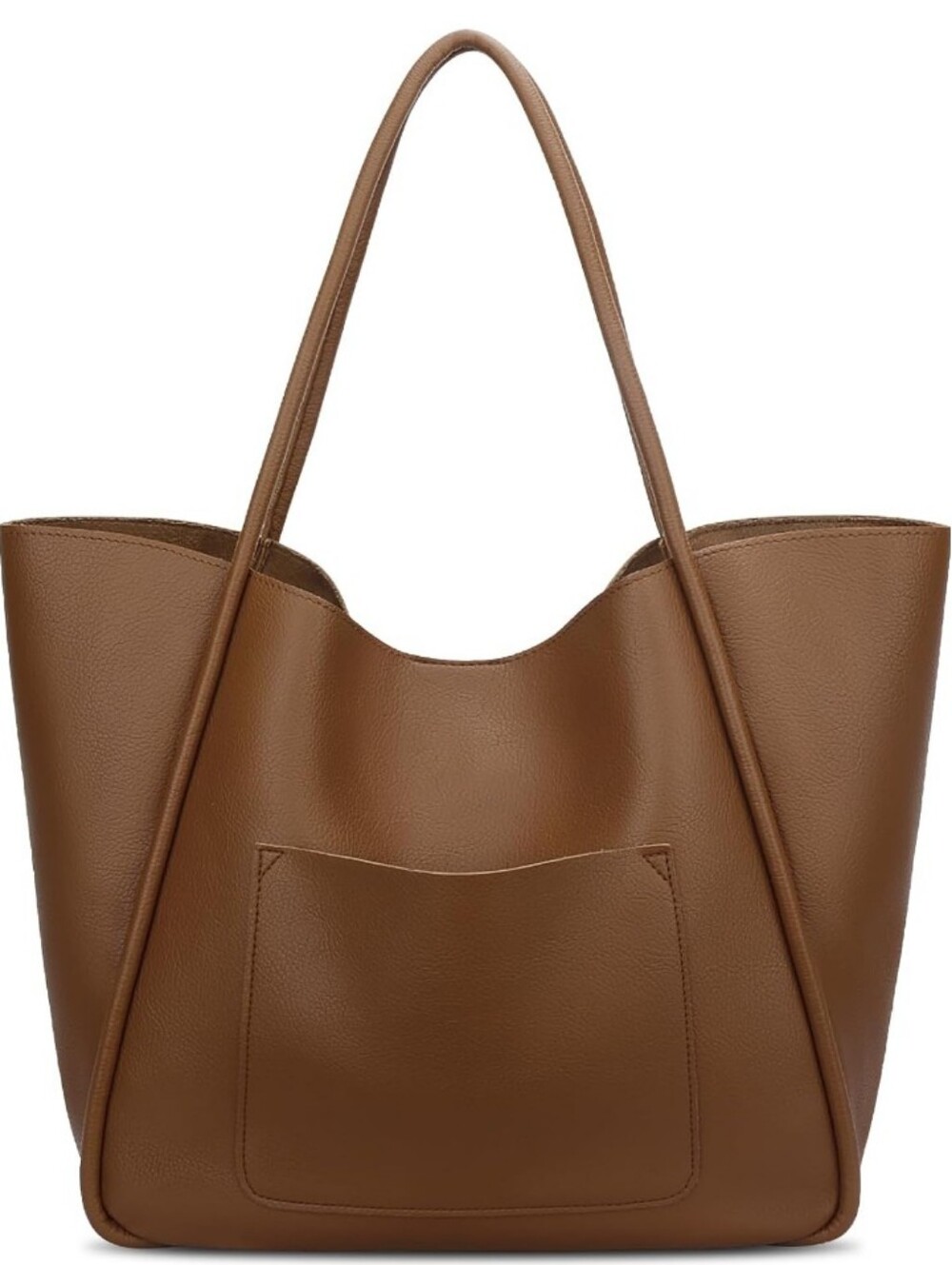 Large Vegan Leather Tote Bag Oversized Shoulder Handbag Travel Beach Brown
